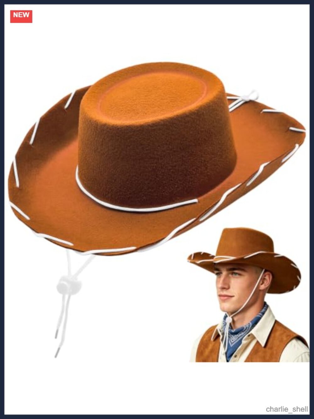Western Cowboy Hat Wide Brim Felt Costume Adult Halloween